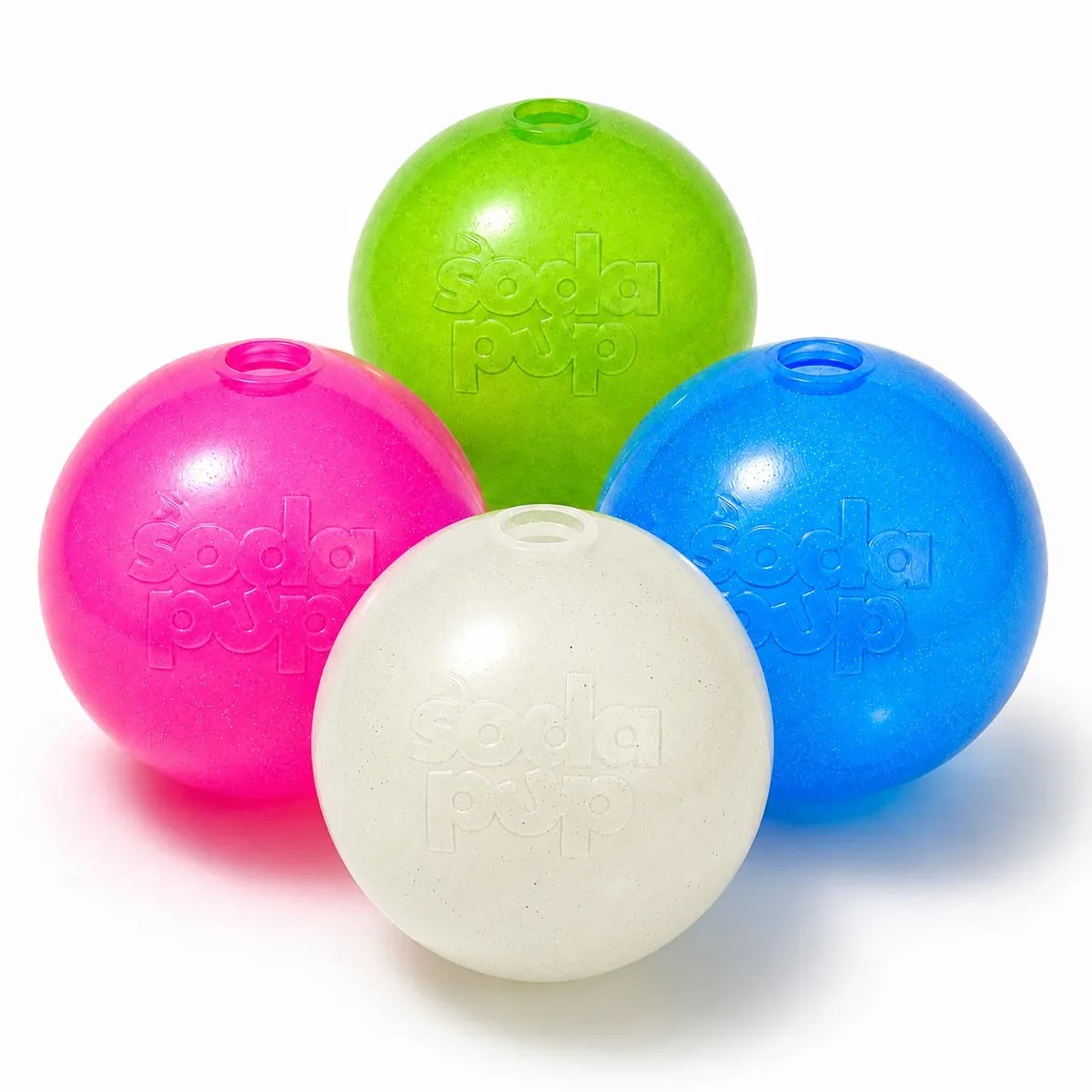 Glitter Ball Dog Toy | Soft PUP-X Rubber Floating Fetch Ball with Treat Dispenser product image